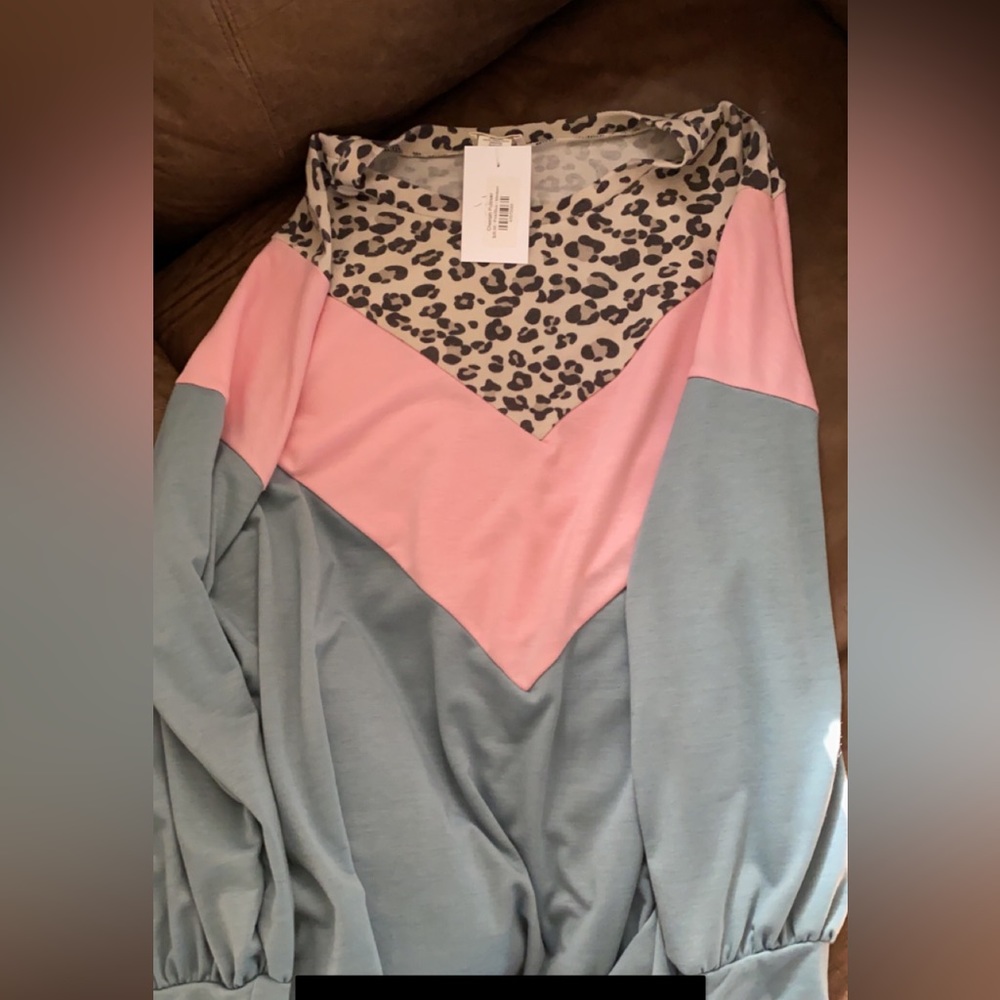 Pretty pink blue and cheetah top